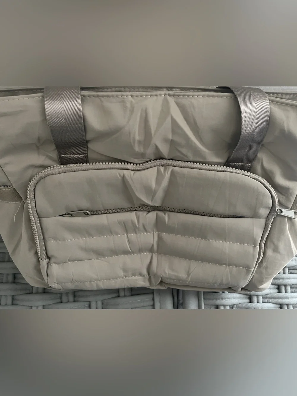 Beige Puffy Gym Yoga Tote Bag
